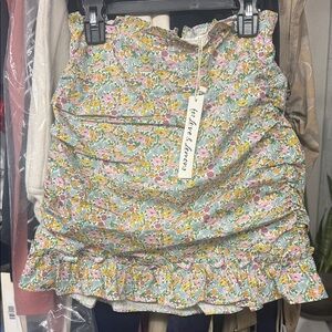For Love And Lemons Floral Ruffle Mini Skirt